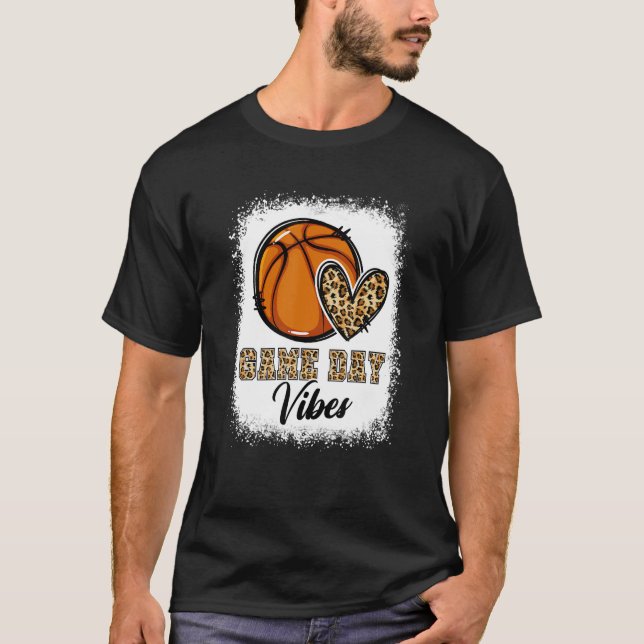 Camiseta Bleached Basketball Game Day Vibes Basketball Mom  (Anverso)
