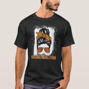 Camiseta Bleached Basketball Mom Life Goal Ball Messy Bun G