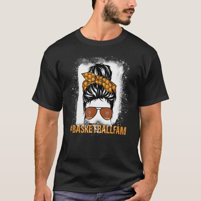 Camiseta Bleached Basketball Mom Life Goal Ball Messy Bun G (Anverso)