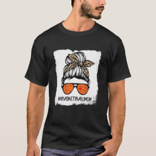Camiseta Bleached Basketball Mom Life Leopard Messy Bun Gam