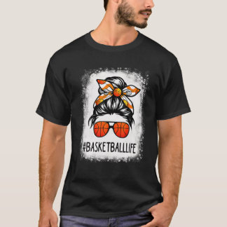 Camiseta Bleached Basketball Mom Life Messy Bun Basketball