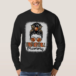 Camiseta Bleached Basketball Mummy Leopard Messy Bun Mother
