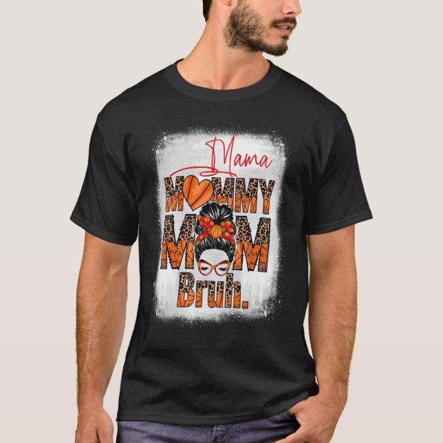 Camiseta Bleached Basketball Son Mama Mamá Bruh Leopardo Me (Anverso)