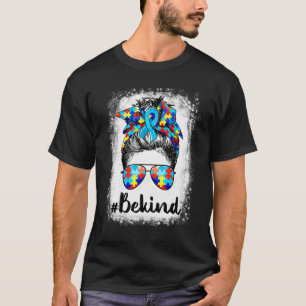 Camiseta Bleached Be Kind Autism Awareness Messy Bun Chica