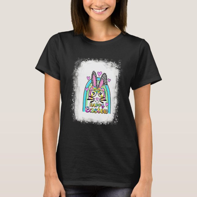 Camiseta Bleached Bunny Face Leopardo Glasses Headband Happ (Anverso)