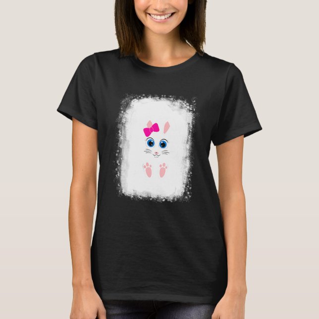 Camiseta Bleached Bunny Face Leopardo Glasses Headband Happ (Anverso)
