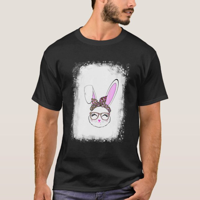 Camiseta Bleached Bunny Face Leopardo Glasses Headband Happ (Anverso)