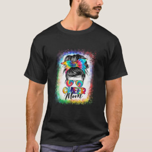 Camiseta Bleached Cheer Mom Messy Bun Hair Sunglasses Tye D