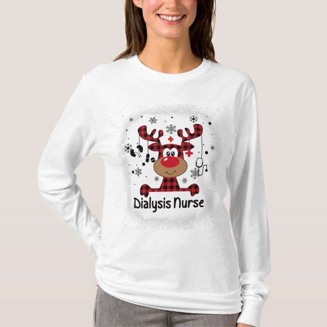 Camiseta Bleached Dialysis Nurse Life Reindeer Christmas  (Anverso)