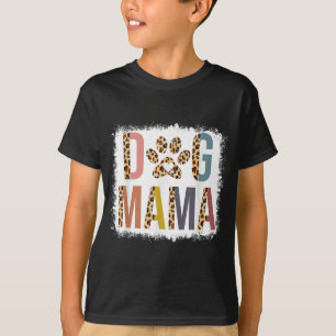 Camiseta Bleached Dog Mama Leopard Y Boho Mom Life Mother