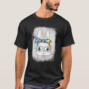 Camiseta Bleached Easter Bunny Face Tie Dye Headband Glasse