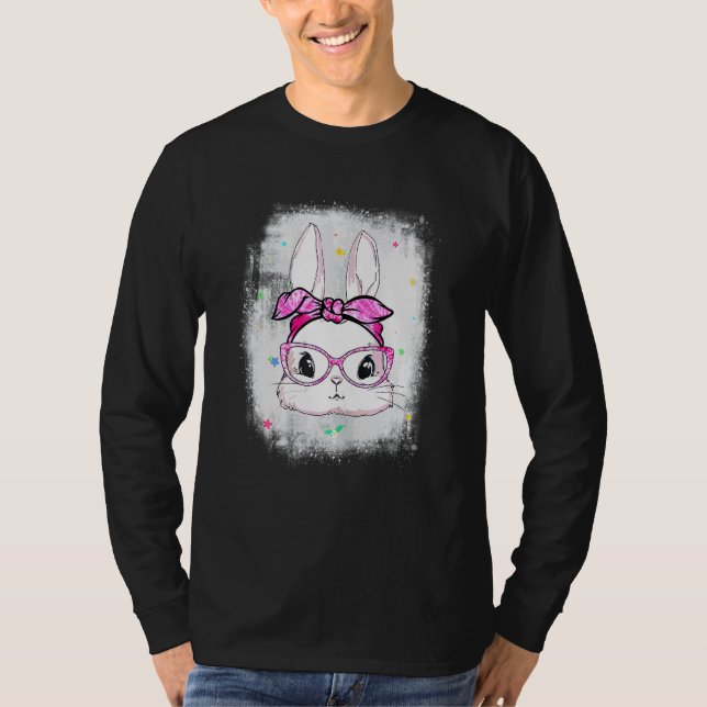 Camiseta Bleached Easter Bunny Face Tie Dye Headband Glasse (Anverso)