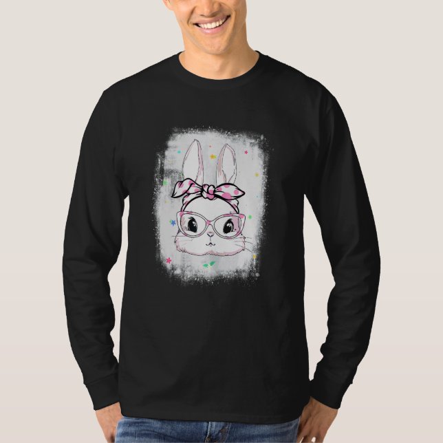 Camiseta Bleached Easter Cute Bunny Face Polka Dots Headban (Anverso)