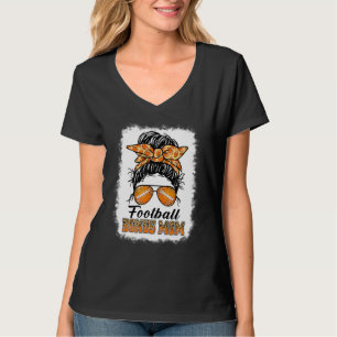 Camiseta Bleached Football Bonus Mom Messy Bun Game Day Mot