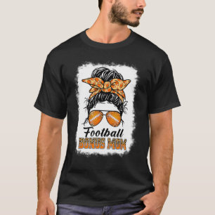 Camiseta Bleached Football Bonus Mom Messy Bun Game Day Mot