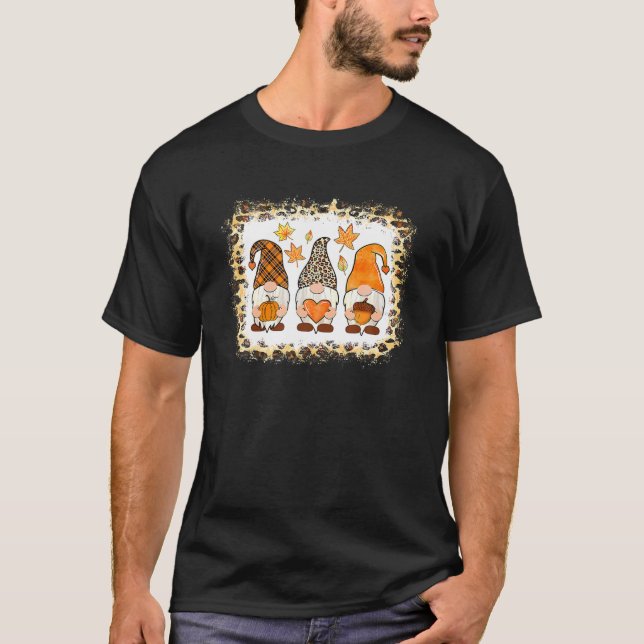Camiseta Bleached Happy Fall Y'All Gnome Pumpkin Otoño Than (Anverso)