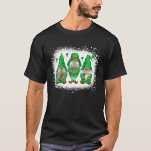Camiseta Bleached Happy St Patrick's Day Three Gnomes Shamr