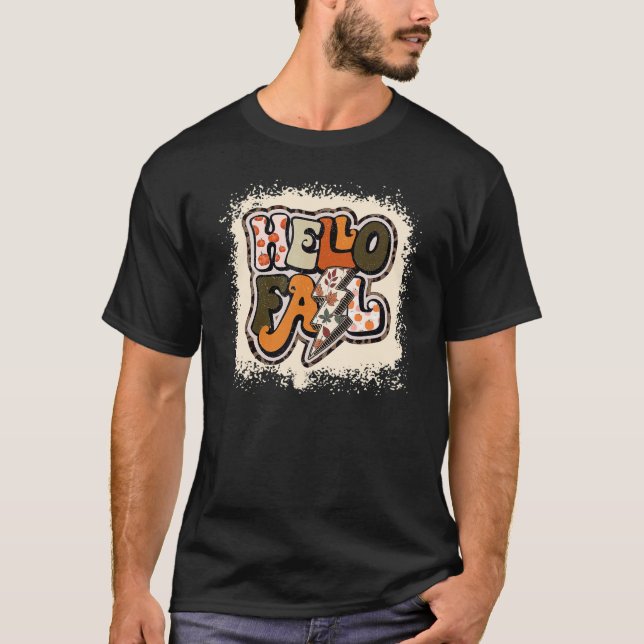 Camiseta Bleached Hello Fall Autumn Vibes Retro Groovy (Anverso)
