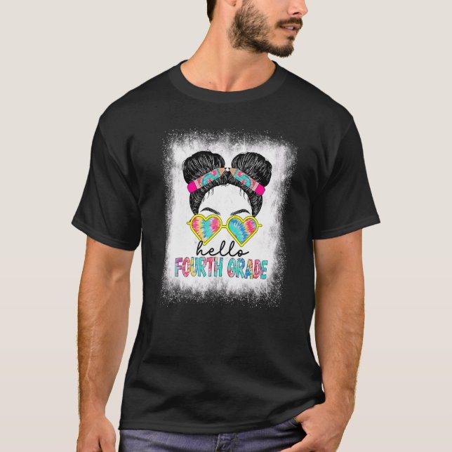 Camiseta Bleached Hello Fourth Grade Little Miss Back To Sc (Anverso)