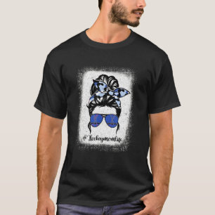 Camiseta Bleached Hockey Mom Life Messy Bun Camouflage Prin