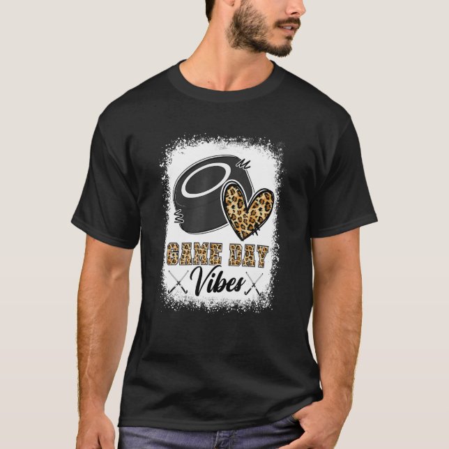 Camiseta Bleached Ice Hockey Game Day Vibes Ice Hockey Mom  (Anverso)