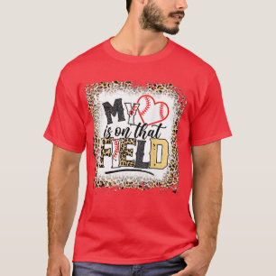 Camiseta Bleached Leopard Baseball Mom My Heart is on That