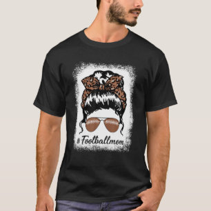 Camiseta Bleached Leopard Football American Mom Life Messy