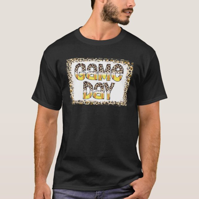 Camiseta Bleached Leopard Softball Game Day Vibes Softball (Anverso)