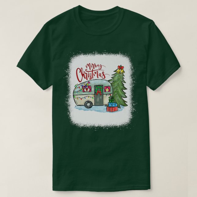 Camiseta Bleached Merry Christmas Happy Camper Camping Life (Diseño del anverso)