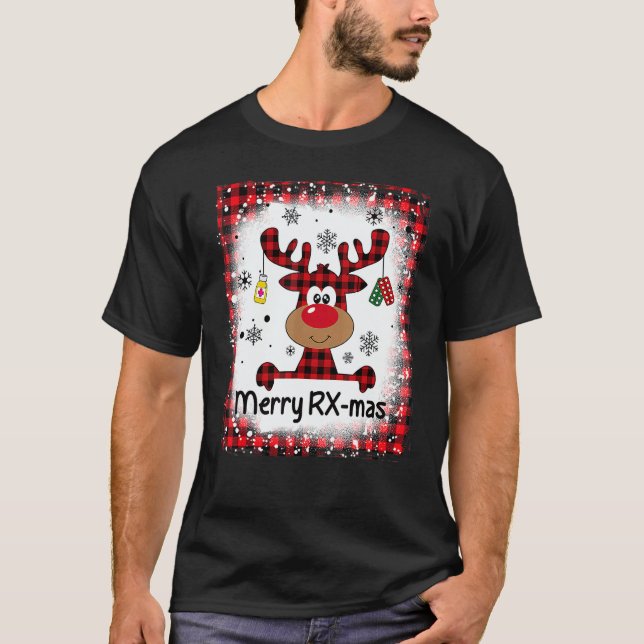 Camiseta Bleached Merry RX Mas Reindeer Christmas Pharmacy  (Anverso)