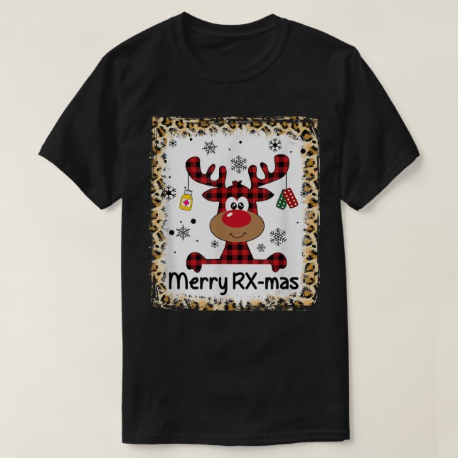 Camiseta Bleached Merry RXMas Reindeer Navidad Farmacia C (Diseño del anverso)
