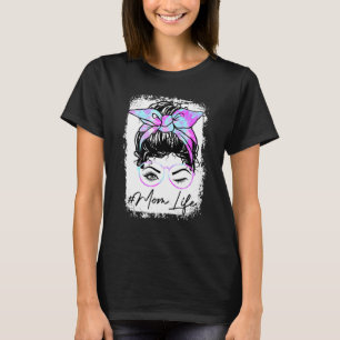 Camiseta Bleached Mom Life Tie Dye Messy Bun Hair Winye Eye