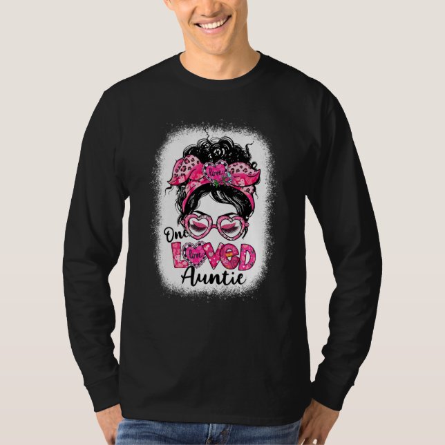 Camiseta Bleached One Loved Auntie Messy Bun Women Valentin (Anverso)