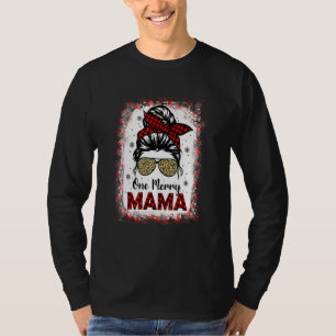 Camiseta Bleached One Merry Mama Leopard Buffalo Plaid Chri