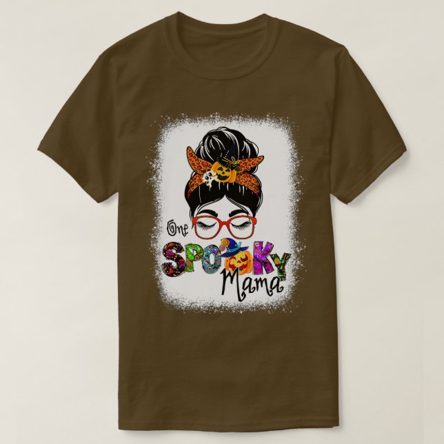 Camiseta Bleached One Spooky Mama For Halloween Messy Bun M (Diseño del anverso)