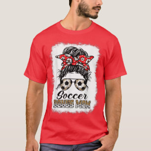 Camiseta Bleached Soccer Bonus Mamá Messy Bun Game Day Moth