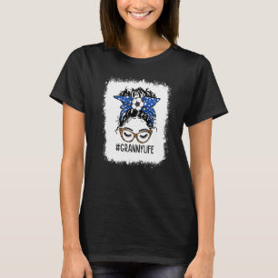 Camiseta Bleached Soccer Granny Life Leopard Messy Bun Moth