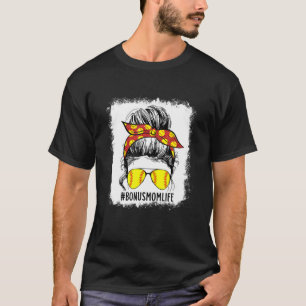 Camiseta Bleached Softball Bonus Mom Game Day Bonus Mamá Mo