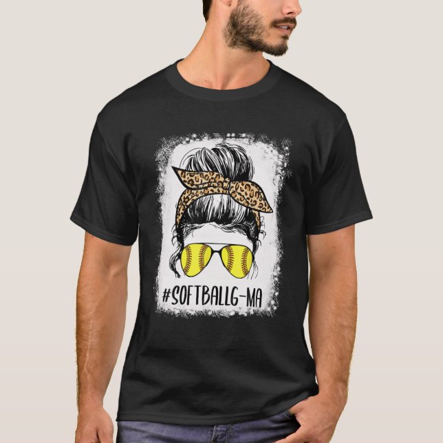 Camiseta Bleached Softball G-Ma Life Leopard Messy Bun Moth (Anverso)