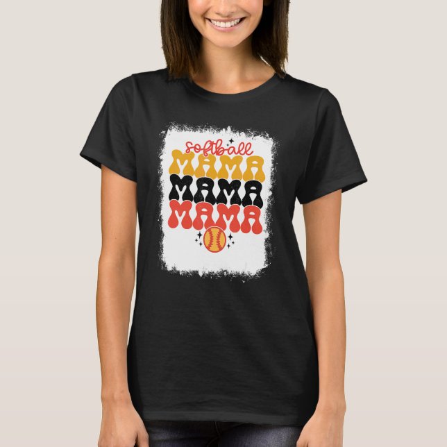 Camiseta Bleached Softball Mama Retro Softball Mom Madres (Anverso)