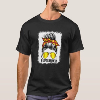 Camiseta Bleached Softball Mom Game Day Tee Softball Mom Mo