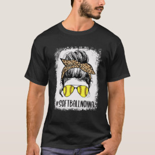 Camiseta Bleached Softball Nonna Life Leopard Messy Bun Mot