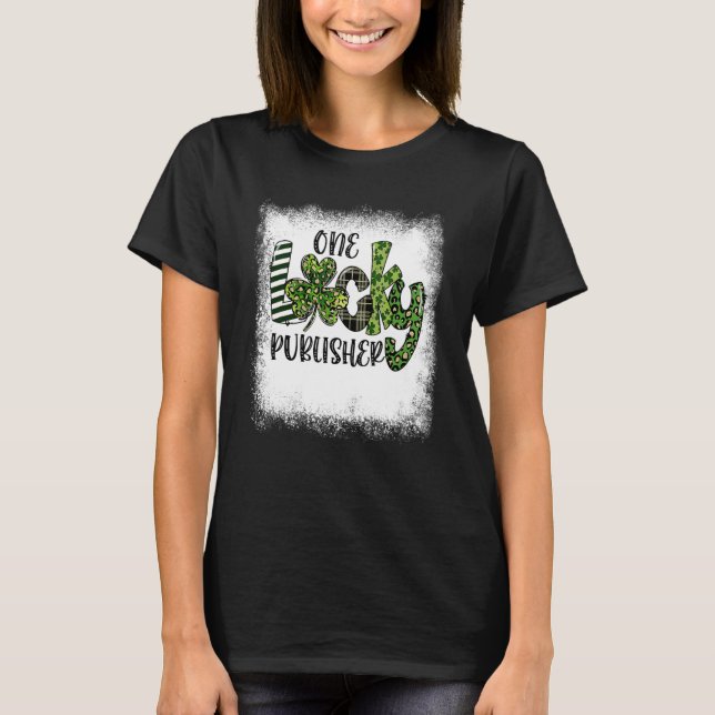Camiseta Bleached St Patricks Day Leopard One Lucky Publish (Anverso)