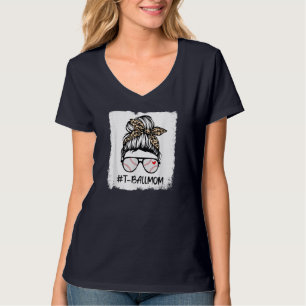 Camiseta Bleached T - bola Béisbol Mamá Life Leopard Messy