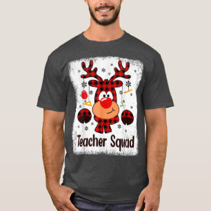 Camiseta Bleached Teacher Squad Reindeer Buffalo Teacher Ch