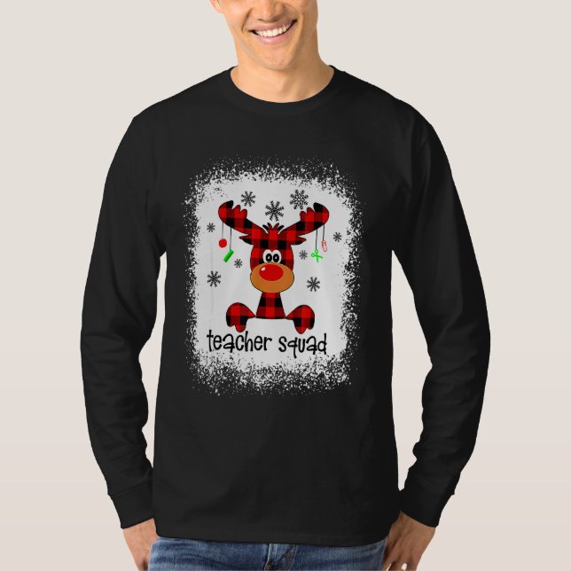 Camiseta Bleached Teacher Squad Reindeer Teacher Christmas  (Anverso)