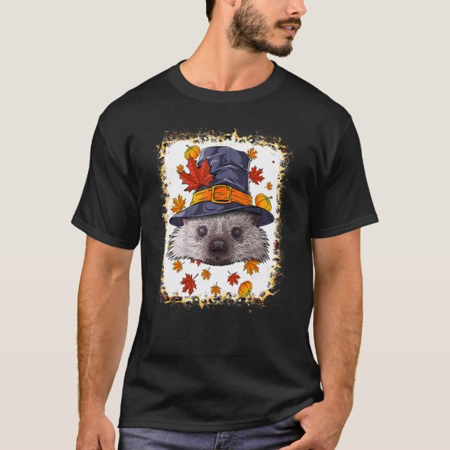 Camiseta Bleached Thanksgiving Hedgehog Pilgrim Costume Fal (Anverso)