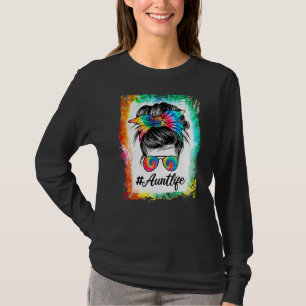 Camiseta Bleached Tía Life Messy Bun Hair Gafas de sol Tie 