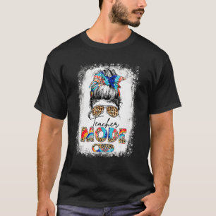 Camiseta Bleached Tie Dye Messy Bun Teacher Boho Mode Off S