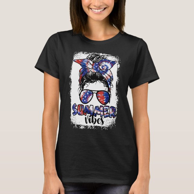 Camiseta Bleached Tie Dye Summer Vibes Messy Bun Chica Hell (Anverso)